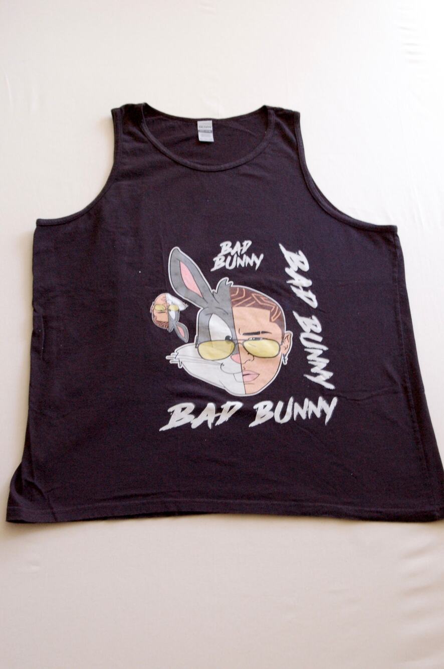 Bad Bunny Bootleg Split Face Graphic Black Tank Top Men 2XL Boxy